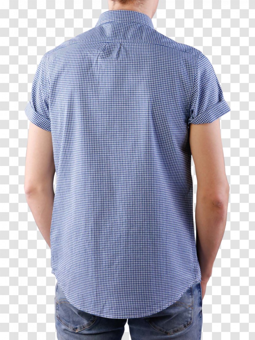 Sleeve Dress Shirt Clothing Full Plaid - Electric Blue Transparent PNG