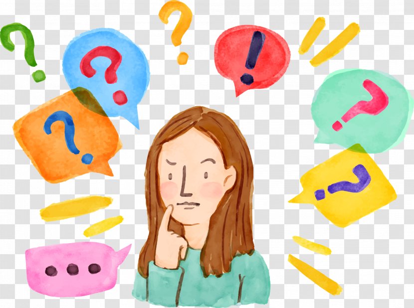 Question Study Skills Learning Information Business - Watercolor Character Thinking Process Transparent PNG