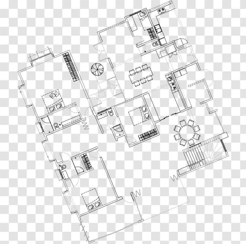 Floor Plan Line Angle - Black And White - Indoor Transparent PNG
