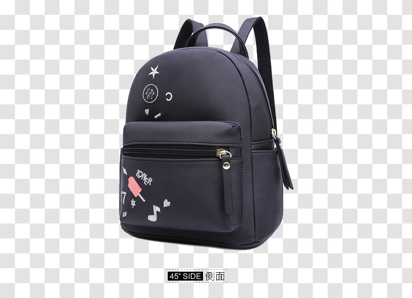 Backpack Handbag Shoulder - Korean Black Bag Cold Pack Side Transparent PNG