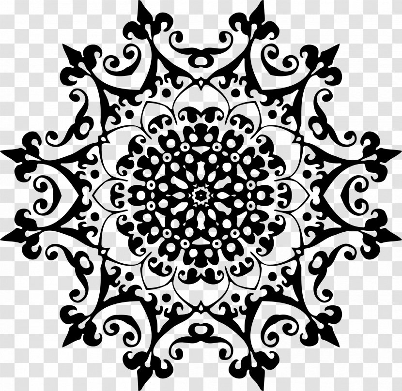 Black And White Abstract Art Clip - Symmetry - Geometric Ornament Transparent PNG