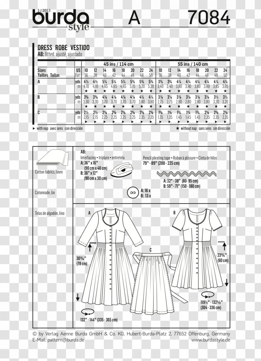 Burda Style Dress Sewing Evening Gown Pattern Transparent PNG