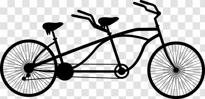 Tandem Bicycle Cycling Clip Art - Frame - Black Simple Double Bike Transparent PNG