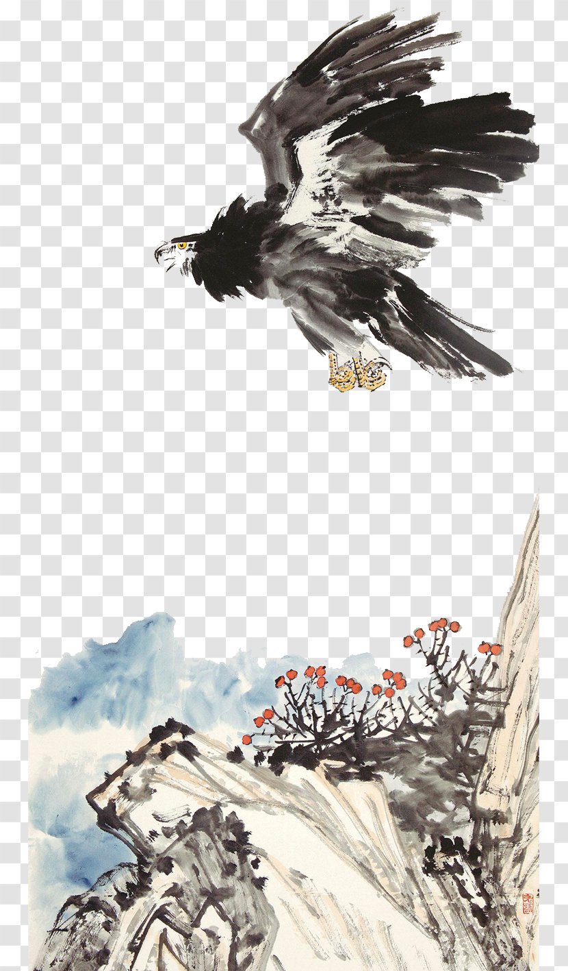 Eagle Hawk Ink Wash Painting - Bird Transparent PNG