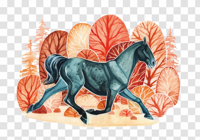 Ferghana Horse Akhal-Teke Shulin District Illustration - Vector Woods Running In The Horses Transparent PNG