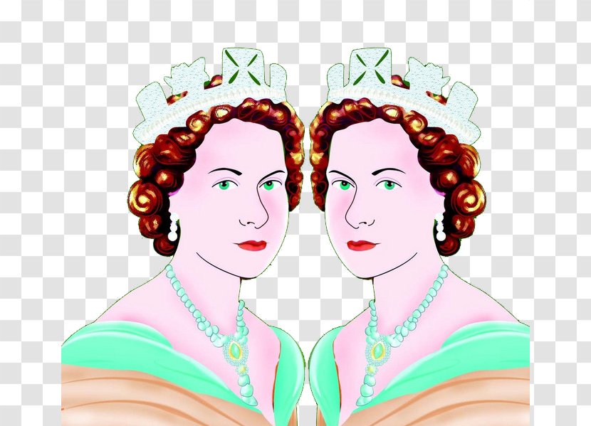 Elizabeth II United Kingdom Cartoon Illustration - Watercolor - Queen Of England Head Transparent PNG