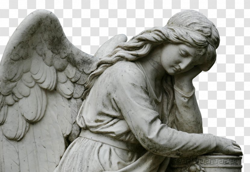 Mourning Angel Sculpture Statue Guardian - Heart - Cemetery Transparent PNG