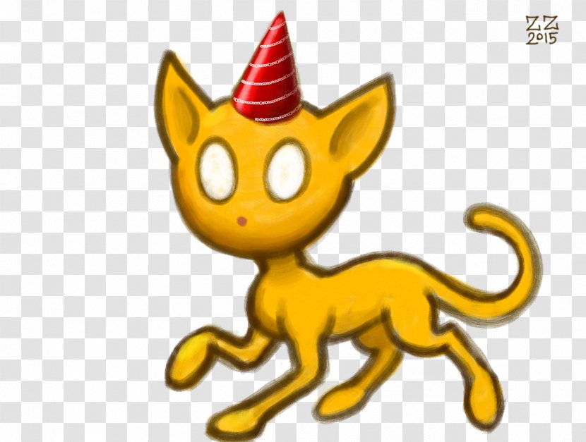 Whiskers Cat Party Hat Drawing - Yellow Transparent PNG