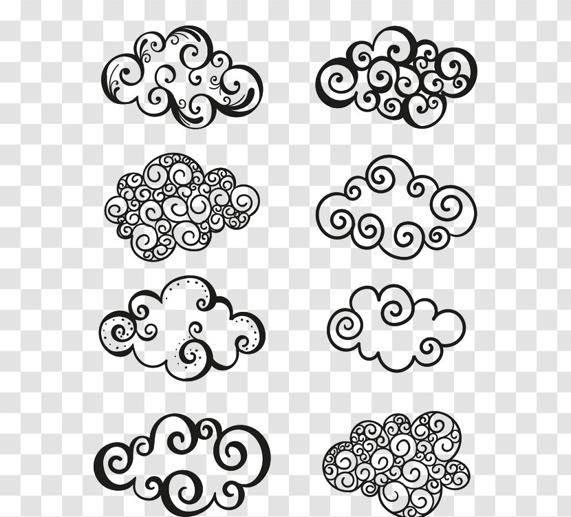 Cloud Motif Drawing - Point - Weather Clouds Moire Pattern Transparent PNG