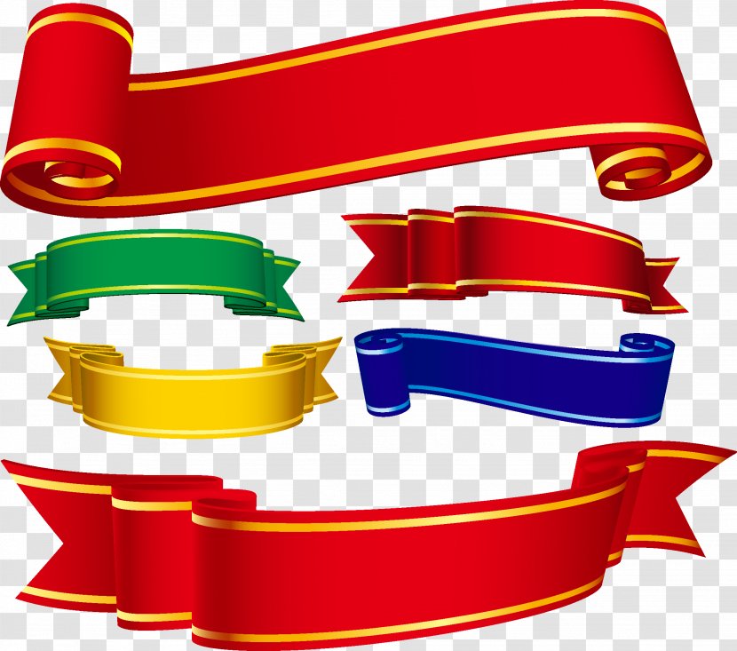 Ribbon Web Banner Clip Art - Red Transparent PNG