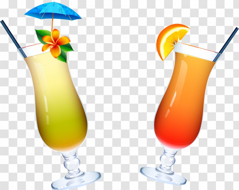 Cocktail Sea Breeze Juice Bay Blue Hawaii - Watercolor - Vector Hand-painted Transparent PNG