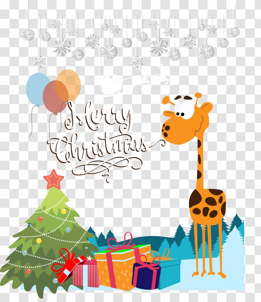 Northern Giraffe Christmas Illustration - Vecteur - Vector Transparent PNG