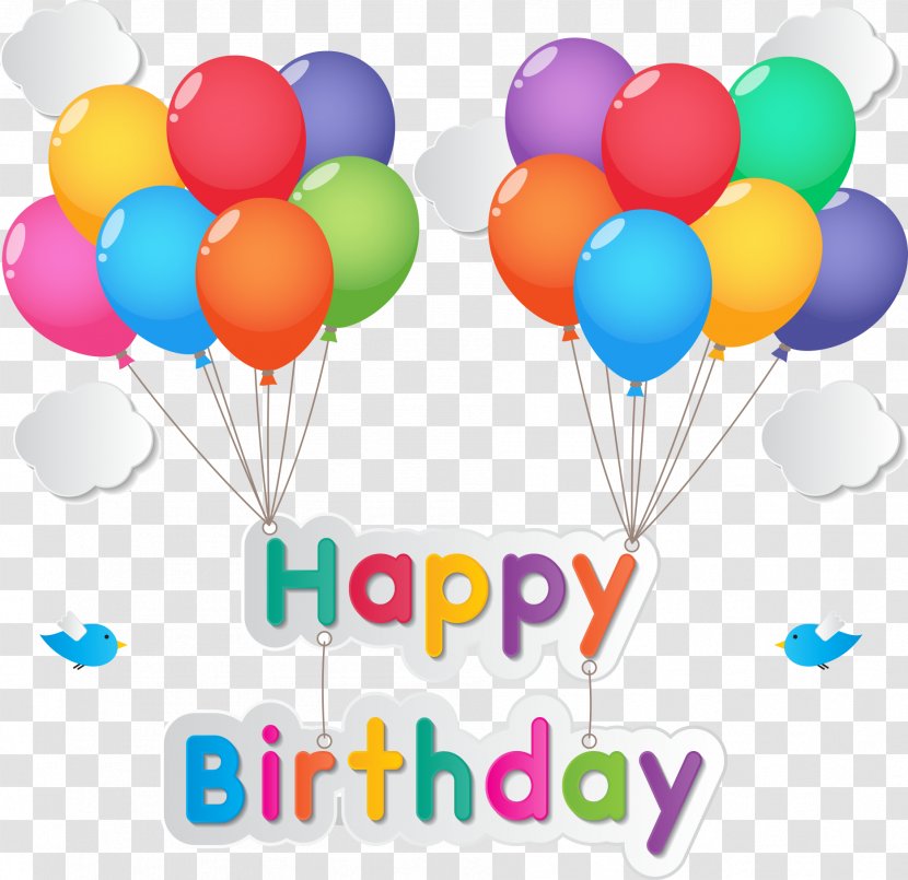 Birthday Cake Happy To You Wallpaper - Vector Fonts With Balloons Transparent PNG