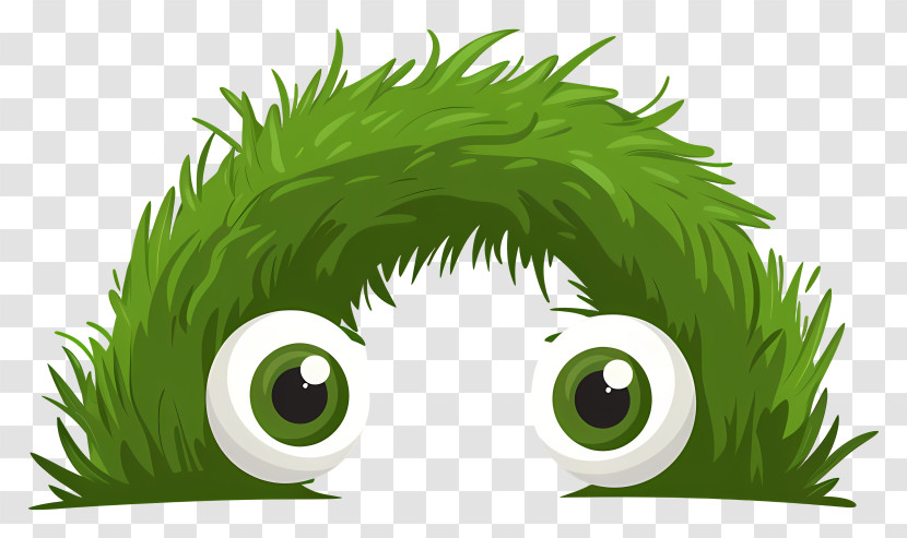 Grassy Arc - Green Furry Monster With Big Eyes Transparent PNG
