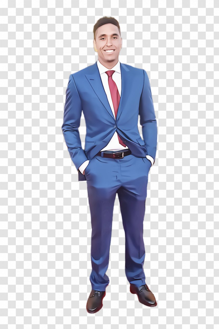 Clothing Suit Blue Standing Electric - Cobalt - Gentleman Blazer Transparent PNG