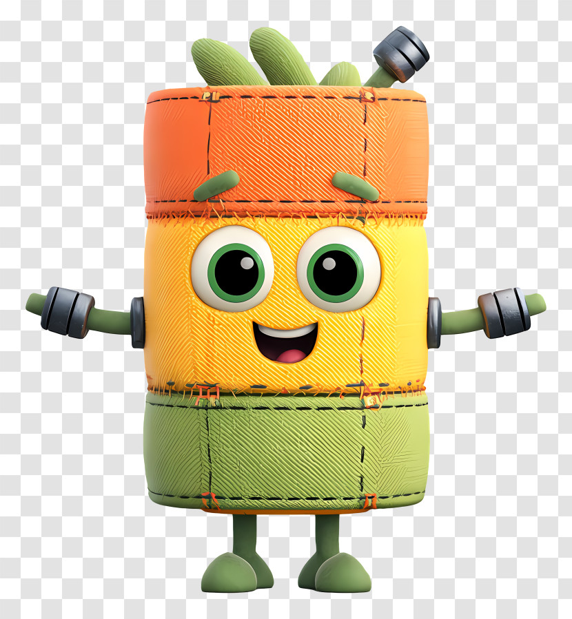 Cartoon Tube - Patchwork Robot Mascot Transparent PNG