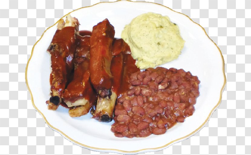 Fish And Chips Full Breakfast Cuisine Of The United States Baked Beans Ribs - Dish - Lunch Transparent PNG