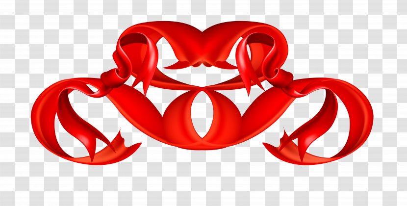 Download Euclidean Vector - Heart - Symmetrical Red Ribbon Transparent PNG