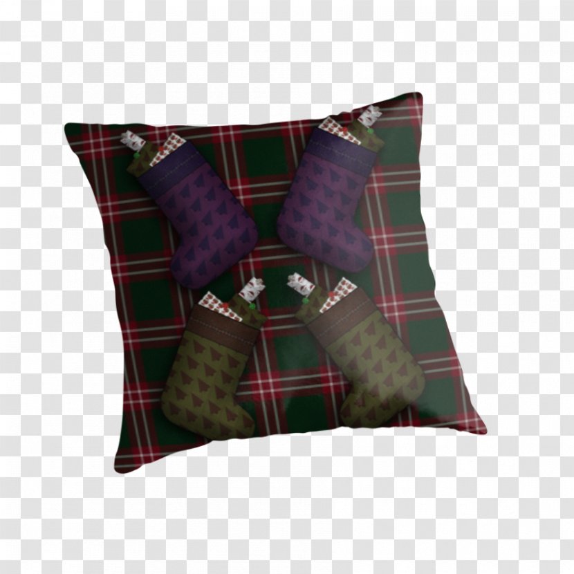 Throw Pillows Textile Cushion Tartan - Design M - Christmas Stockings Transparent PNG