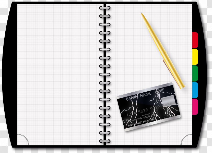 Notebook - Spiral - Loose-leaf Gold Eyeball Pen Vector Transparent PNG