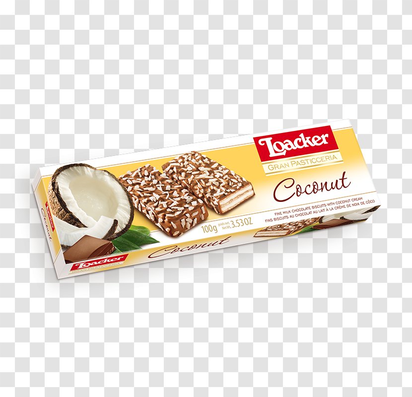 Chocolate Bar Cream Loacker Wafer - Coconut Transparent PNG