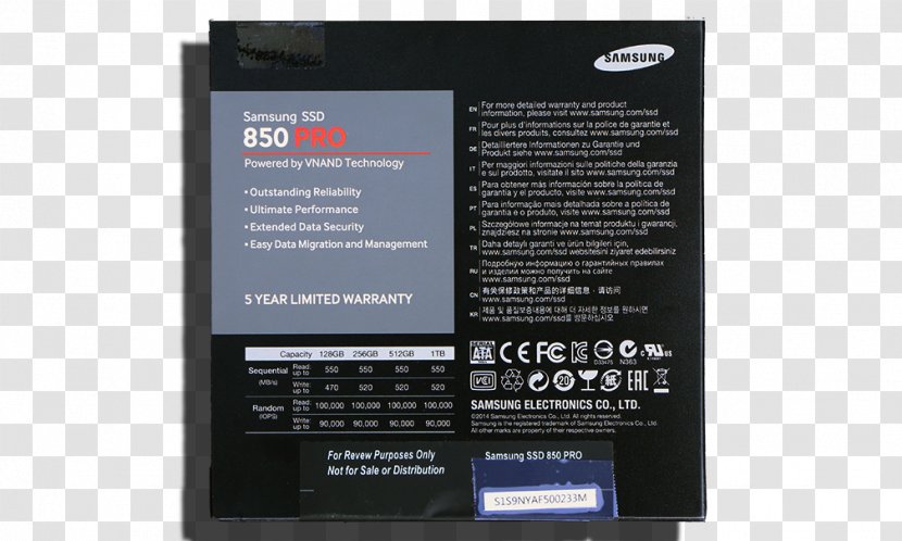 Laptop Samsung 850 PRO III SSD Solid-state Drive Hard Drives Hardware-based Full Disk Encryption - Multimedia - Ice Package Transparent PNG