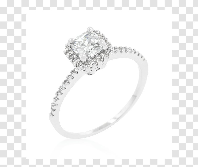 Engagement Ring Princess Cut Diamond - Halo Transparent PNG