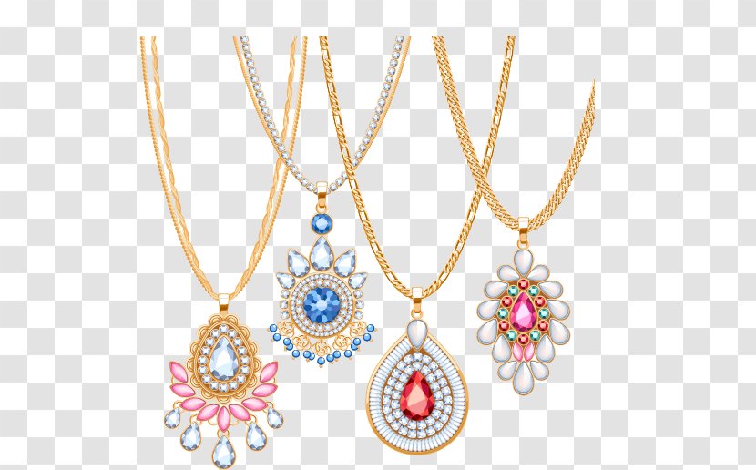 Jewellery Necklace Gemstone Chain Gold - Pendant - Luxury Diamond Vector Material, Transparent PNG