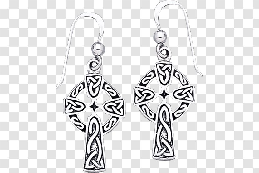 Earring Cross Charms & Pendants Body Jewellery Silver - Black - Celtic Axe Drawing Transparent PNG