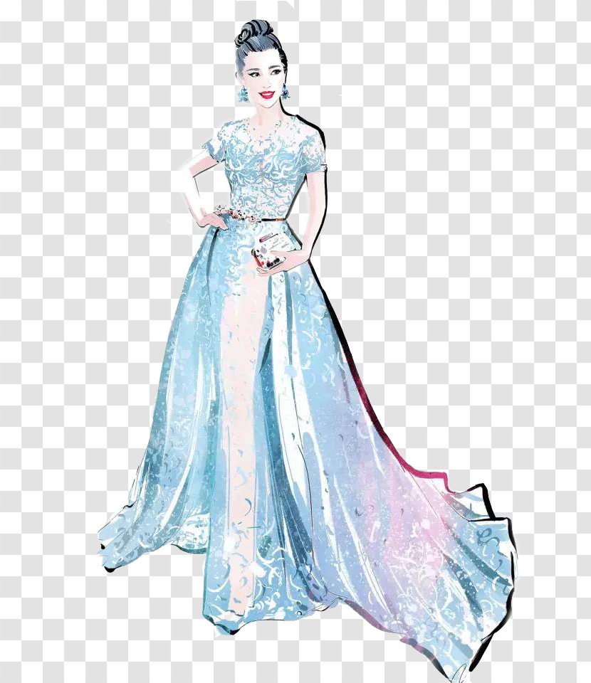 Blue Skirt Fashion Actor Illustration - Silhouette - Hand Painted Dress Actress Transparent PNG