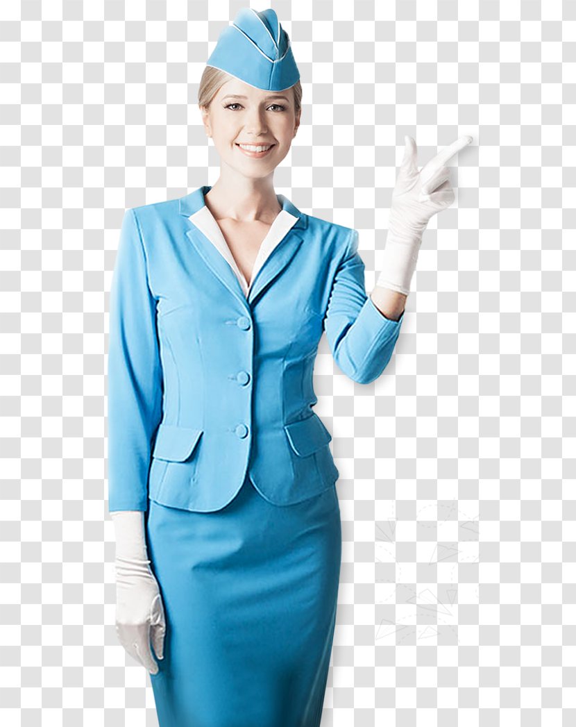 Flight Attendant Stock Photography Air Travel Uniform - Electric Blue - Profession Transparent PNG