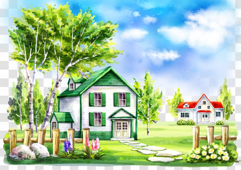 Cartoon Villa Illustration - Residential Area - Quiet Original Prairie Home Transparent PNG