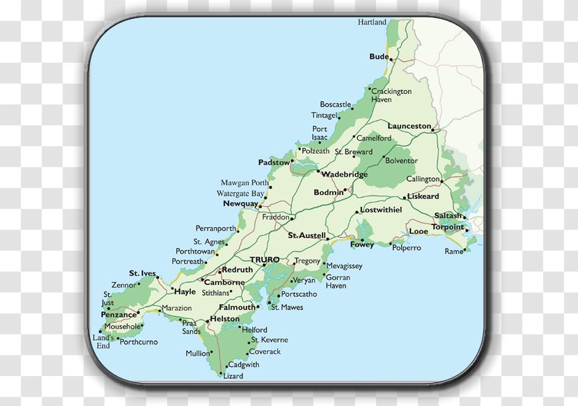 Falmouth Tintagel St Ives Map Land's End - Land S Transparent PNG