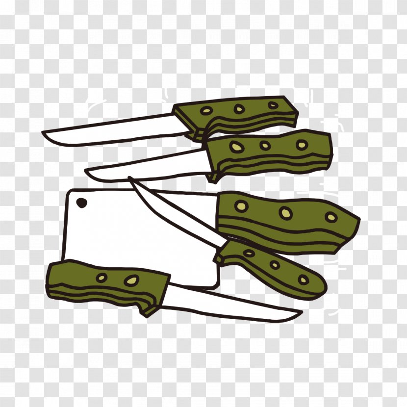 Knife - Green - Hand-painted Kitchen Knives Transparent PNG