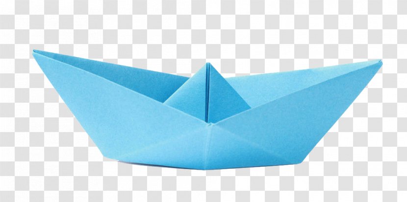 Paper Origami Blue Boat - Aqua - Close-up Transparent PNG