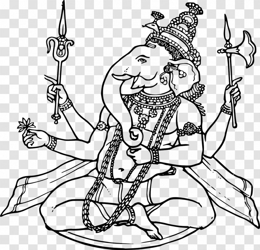Ganesha Shiva Religion Hinduism Clip Art - Black And White Transparent PNG