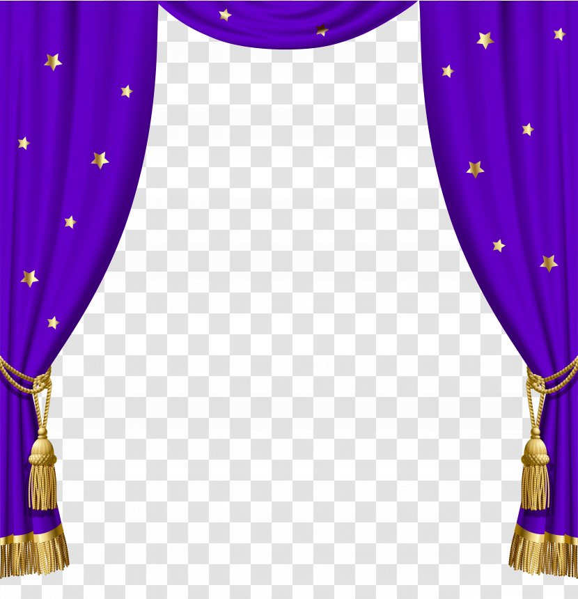 Window Blind Curtain Blue Clip Art - Violet - Transparent Purple Curtains With Gold Tassels And Stars Transparent PNG
