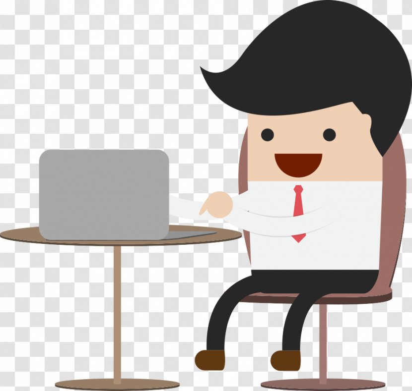 Laptop Businessperson Illustration - Computer Monitor - Operate A Vector Character Transparent PNG