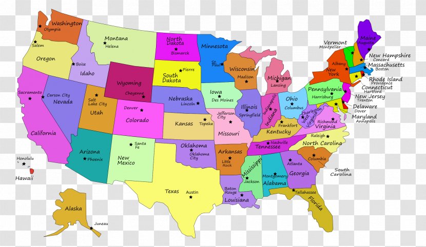 U.S. State Map Delaware Capital City Clip Art - Diagram - United States Of America Transparent PNG