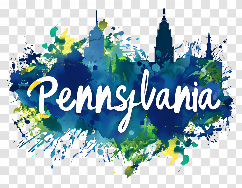 Pennsylvania - Colorful Pennsylvania Skyline Design Transparent PNG