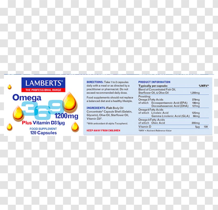 Dietary Supplement Acid Gras Omega-3 Lamberts Omega 3 6 9 1200mg Capsule Vitamin - Essential Fatty - Turmeric Leaf Transparent PNG