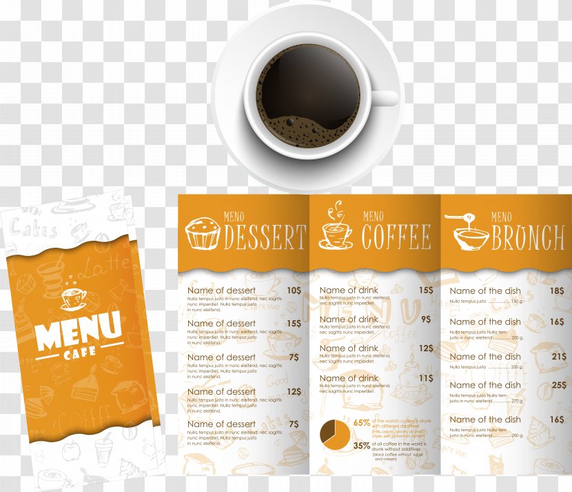 Coffee Cafe Menu - Advertising - Vector Bar Brochure Design Transparent PNG