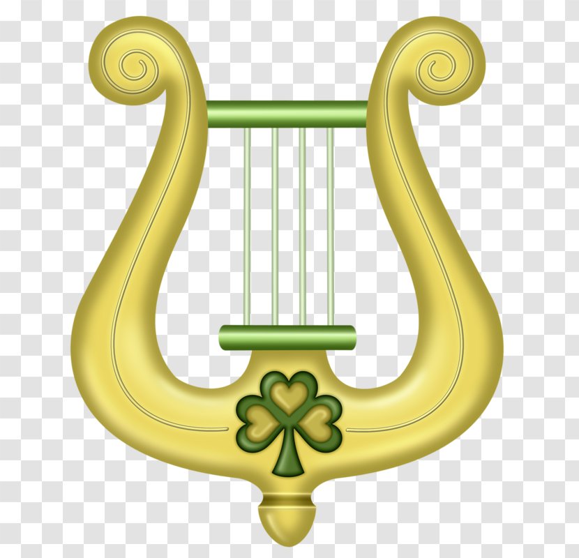 Saint Patricks Day Ireland Wedding Clip Art - Brass - Green Harp Transparent PNG