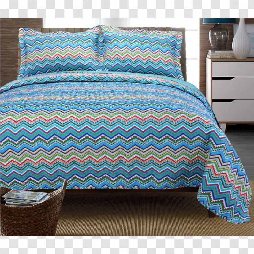 Quilt Bed Sheets Comforter Bedding - Turquoise - Zigzag Stripes Set Transparent PNG