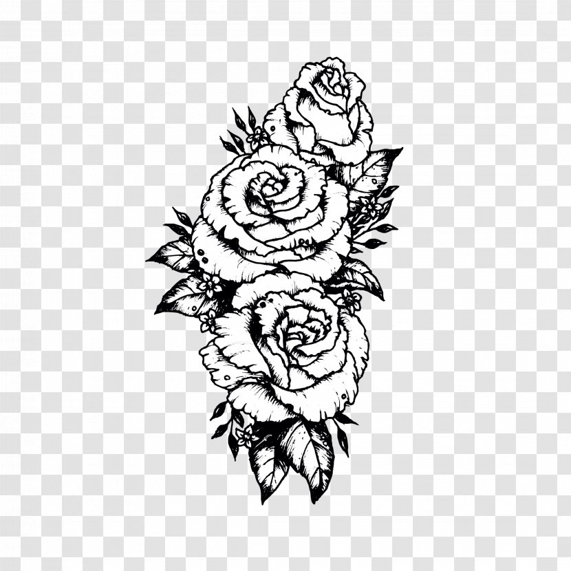 Sleeve Tattoo Drawing Sketch Rose - Cartoon Transparent PNG
