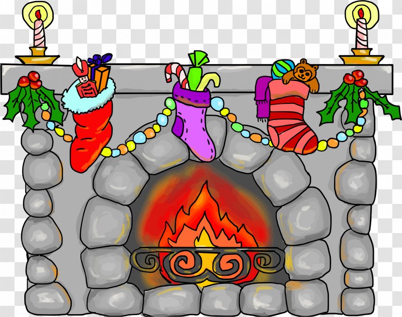 Clip Art Christmas Day Santa Claus Fireplace - Fictional Character Transparent PNG