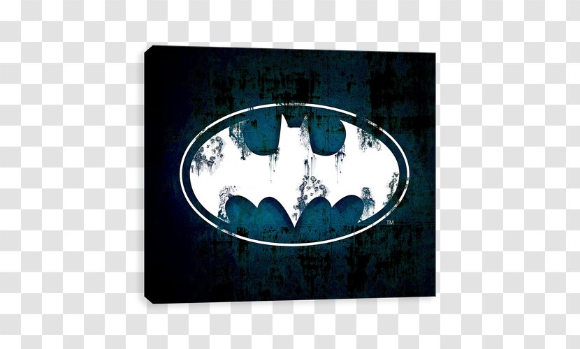 Batman Canvas Turquoise Symbol - Rusty Metal Transparent PNG
