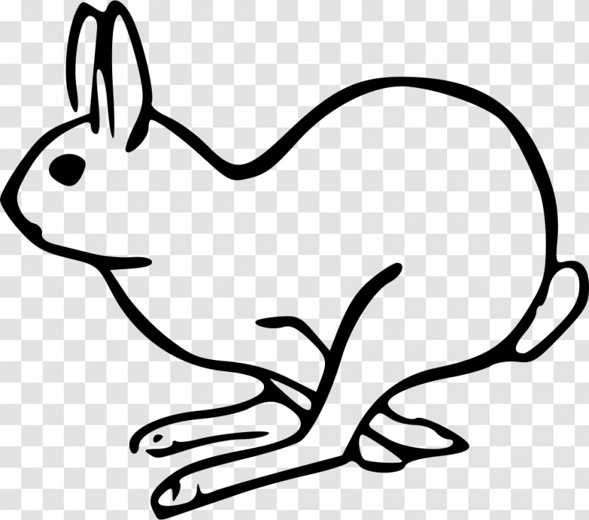 White Line Art Coloring Book Tail Cartoon - Rabbits And Hares - Snout Transparent PNG