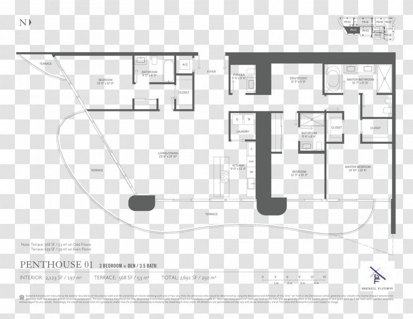 Brickell Flatiron Floor Plan Architectural - Architecture - Design Transparent PNG
