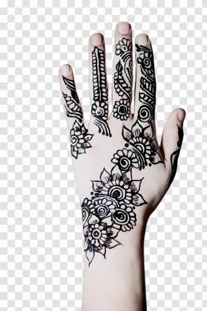 Pattern Mehndi Hand Finger Glove - Fashion Accessory Henna Transparent PNG